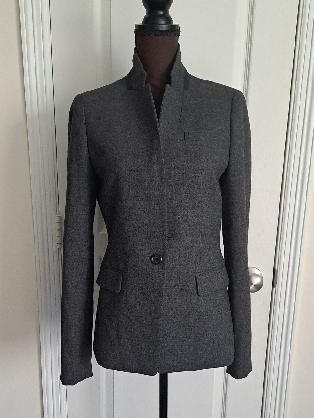 J.Crew Regent Blazer Women 6T Black Wool Stretch Single Button Career Preppy